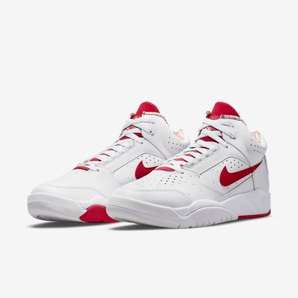 Nike Air Flight Lite Mid Sneakers Herren Weiß Rot | NK346ZWB