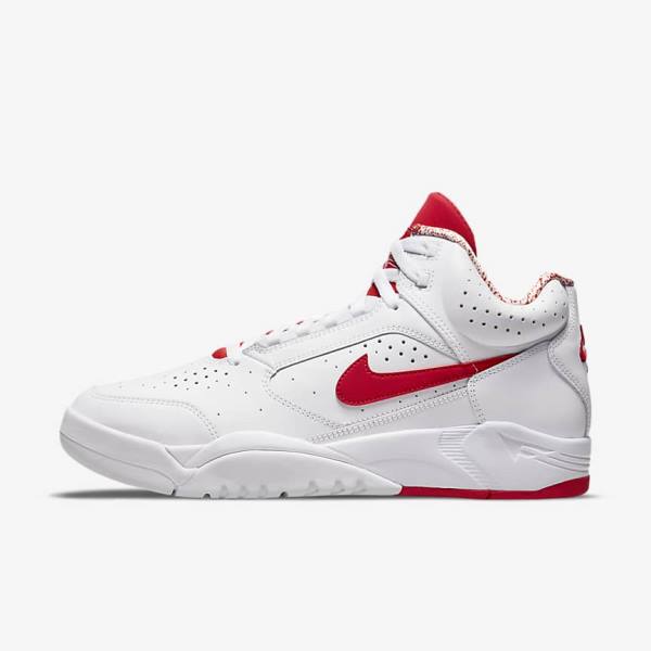 Nike Air Flight Lite Mid Sneakers Herren Weiß Rot | NK346ZWB