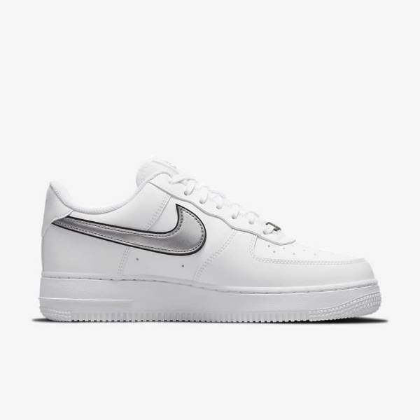 Nike Air Force 1 07 Essential Sneakers Damen Weiß Schwarz Metal Silber | NK596EXK