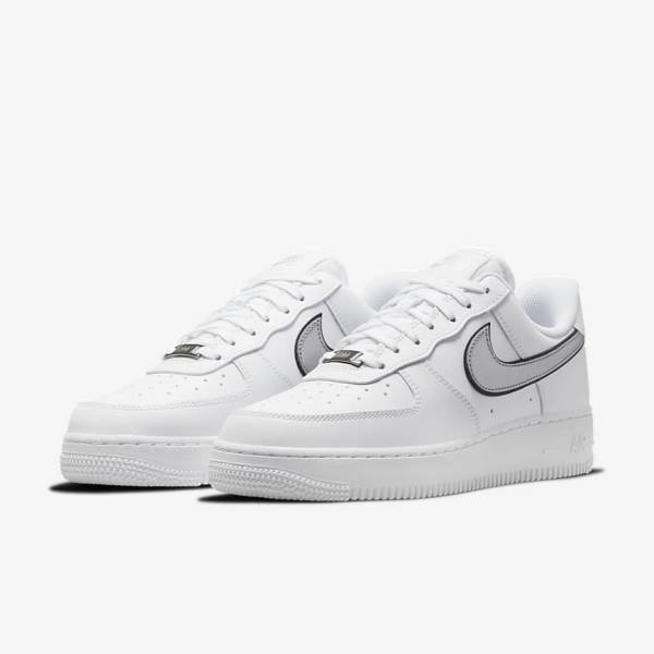 Nike Air Force 1 07 Essential Sneakers Damen Weiß Schwarz Metal Silber | NK596EXK