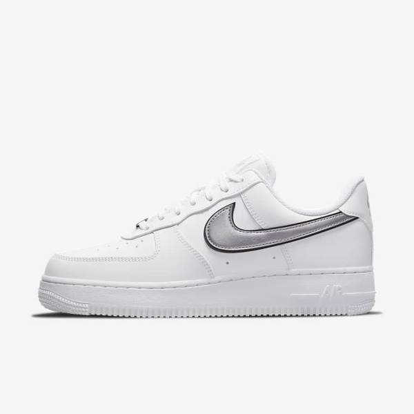 Nike Air Force 1 07 Essential Sneakers Damen Weiß Schwarz Metal Silber | NK596EXK