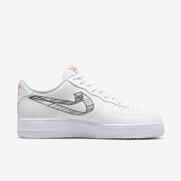 Nike Air Force 1 07 Sneakers Herren Weiß Orange Platin Schwarz | NK295EBD