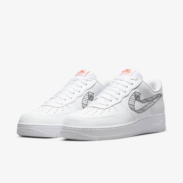 Nike Air Force 1 07 Sneakers Herren Weiß Orange Platin Schwarz | NK295EBD