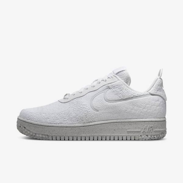 Nike Air Force 1 Crater Flyknit Next Nature Sneakers Herren Weiß Platin Weiß | NK380KPZ