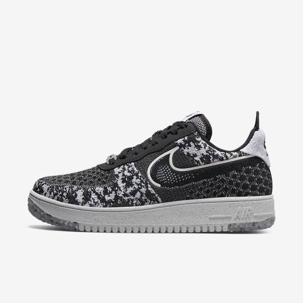 Nike Air Force 1 Crater Flyknit Next Nature Sneakers Herren Schwarz Weiß Platin Schwarz | NK832RFM