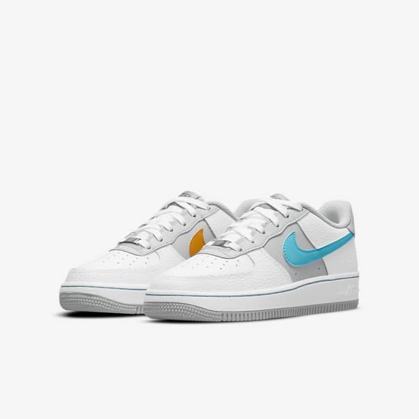 Nike Air Force 1 EMB Older Sneakers Kinder Weiß Grau Türkis Blau | NK805REF