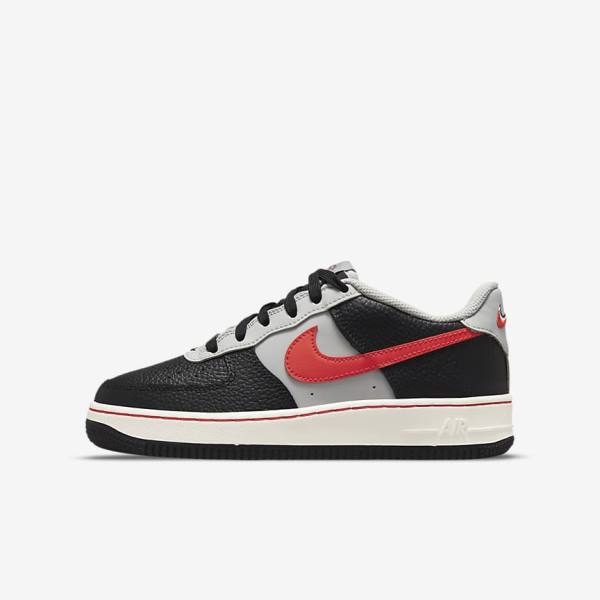 Nike Air Force 1 EMB Older Sneakers Kinder Schwarz Grau Rot | NK860BZN