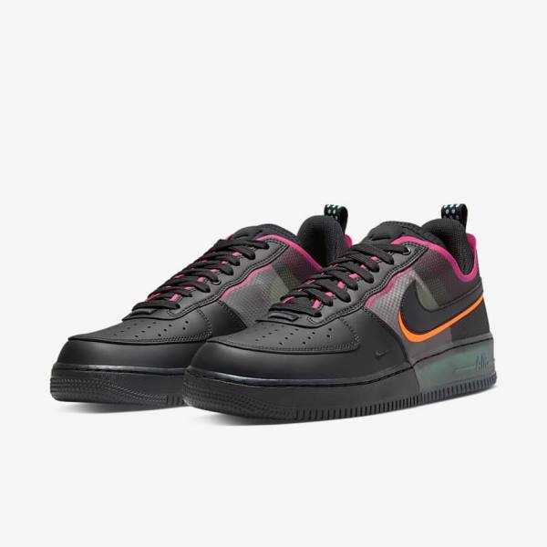 Nike Air Force 1 React Sneakers Herren Schwarz Orange Rosa Schwarz | NK234NLK