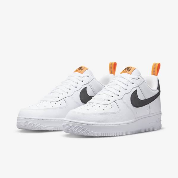 Nike Air Force 1 Sneakers Herren Weiß Orange Silber Schwarz | NK793JZO