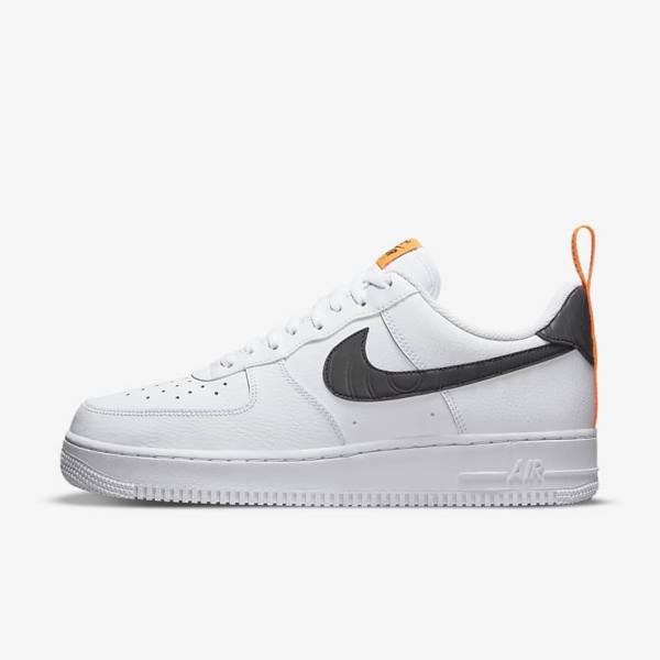 Nike Air Force 1 Sneakers Herren Weiß Orange Silber Schwarz | NK793JZO