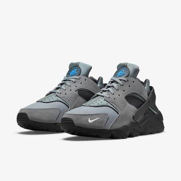 Nike Air Huarache Sneakers Herren Grau Hellblau Schwarz Metal Silber | NK356GRE