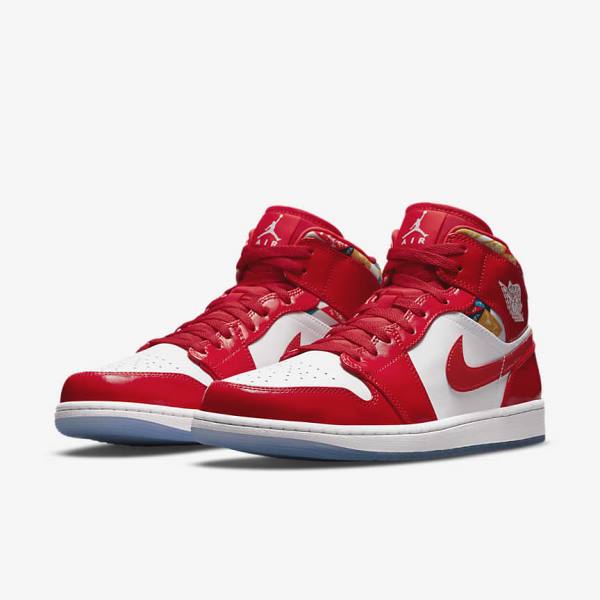 Nike Air Jordan 1 Mid SE Sneakers Herren Rot Navy Weiß | NK937NVI