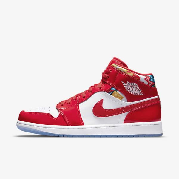 Nike Air Jordan 1 Mid SE Sneakers Herren Rot Navy Weiß | NK937NVI