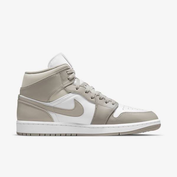 Nike Air Jordan 1 Mid Sneakers Herren Grau Weiß Hellbeige | NK367BDE