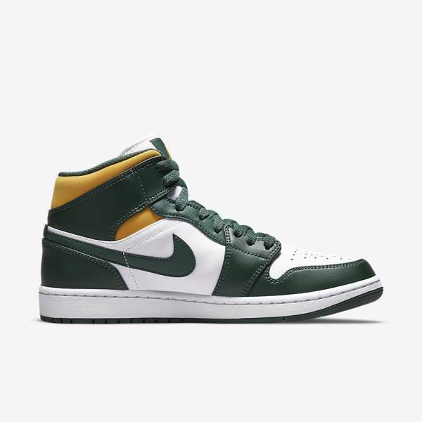 Nike Air Jordan 1 Mid Sneakers Herren Grün Weiß | NK946KNP