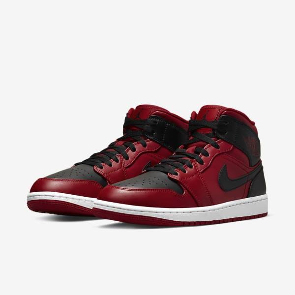 Nike Air Jordan 1 Mid Sneakers Herren Rot Weiß Schwarz | NK051LTO