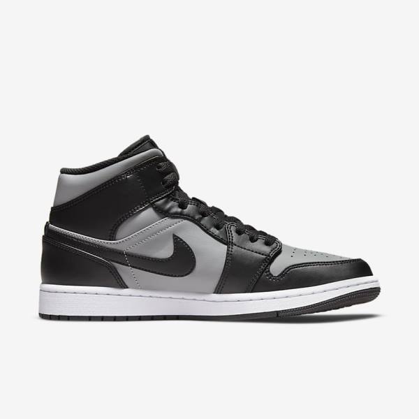 Nike Air Jordan 1 Mid Sneakers Herren Schwarz Grau Weiß Rot | NK087JTK