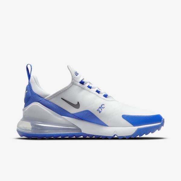 Nike Air Max 270 G Golfschuhe Herren Weiß Blau Platin Schwarz | NK593OXS