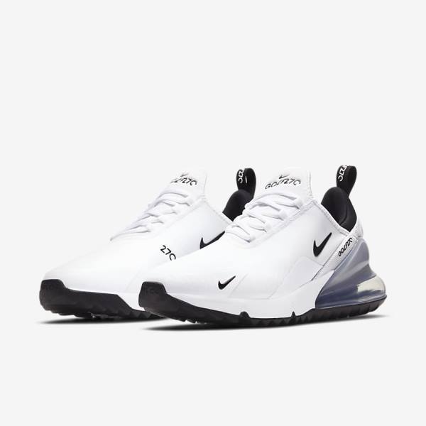 Nike Air Max 270 G Golfschuhe Herren Weiß Platin Schwarz | NK741VHQ