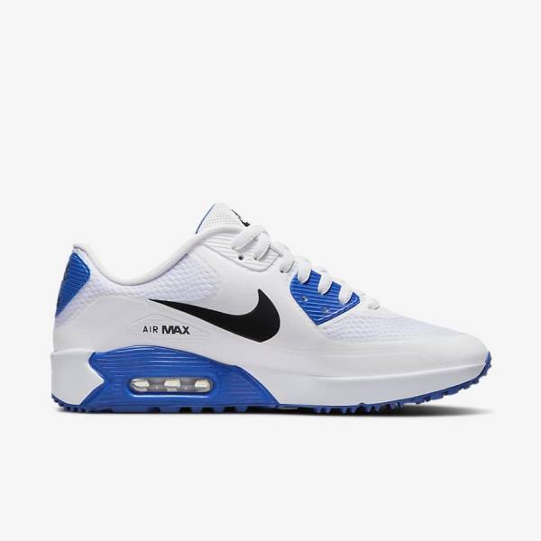 Nike Air Max 90 G Golfschuhe Damen Weiß Blau Platin Schwarz | NK094TQY