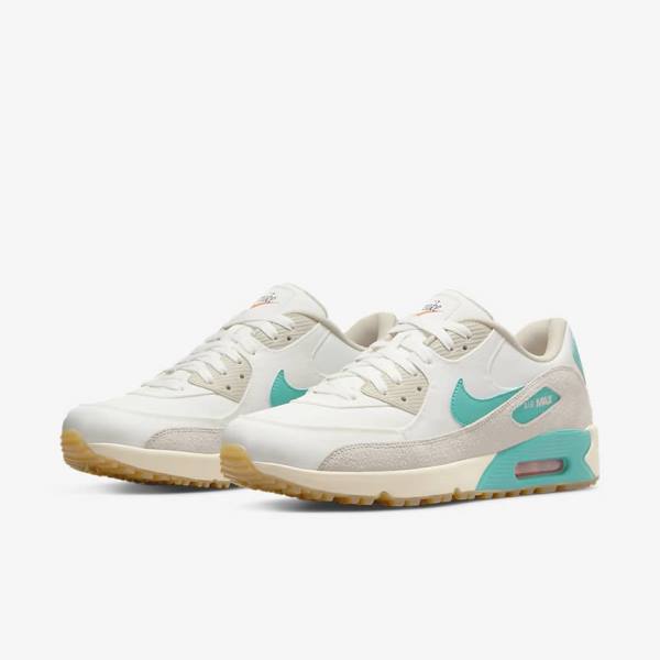 Nike Air Max 90 G Golfschuhe Damen Weiß Hellbraun Türkis | NK530VDI