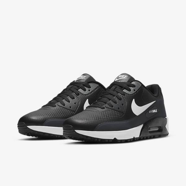 Nike Air Max 90 G Golfschuhe Herren Schwarz Dunkelgrau Weiß | NK042XCV