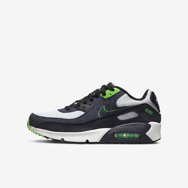 Nike Air Max 90 LTR SE Older Sneakers Kinder Schwarz Grün Weiß Schwarz | NK079XSW