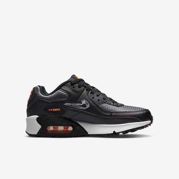 Nike Air Max 90 Older Sneakers Kinder Schwarz Orange Grau Weiß | NK825LVA