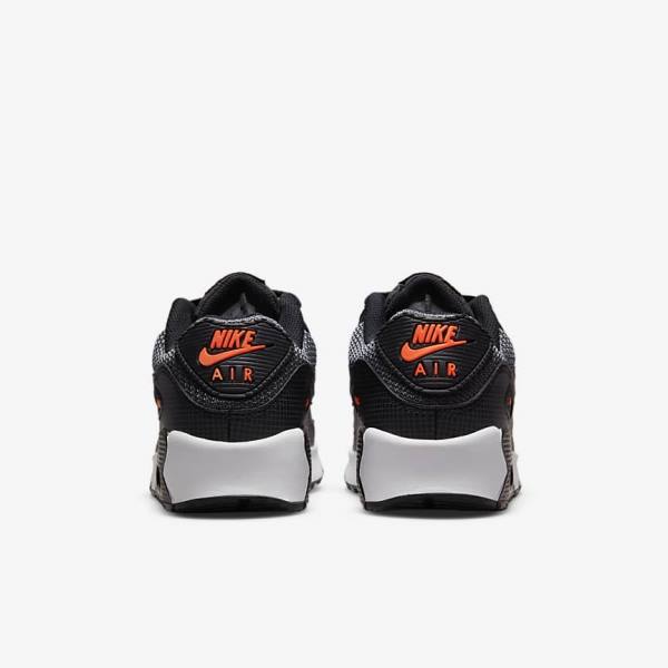 Nike Air Max 90 Older Sneakers Kinder Schwarz Orange Grau Weiß | NK825LVA