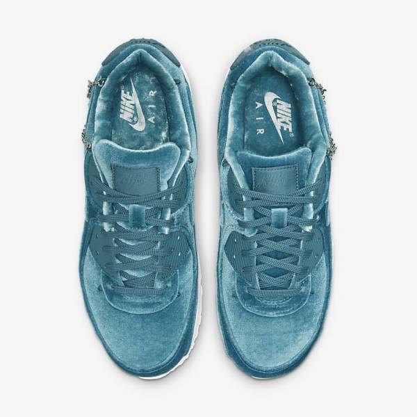 Nike Air Max 90 Premium Sneakers Damen Grau Grün Metal Silber Weiß Grau Grün | NK356NOR