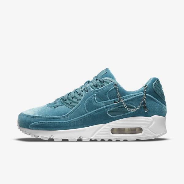 Nike Air Max 90 Premium Sneakers Damen Grau Grün Metal Silber Weiß Grau Grün | NK356NOR