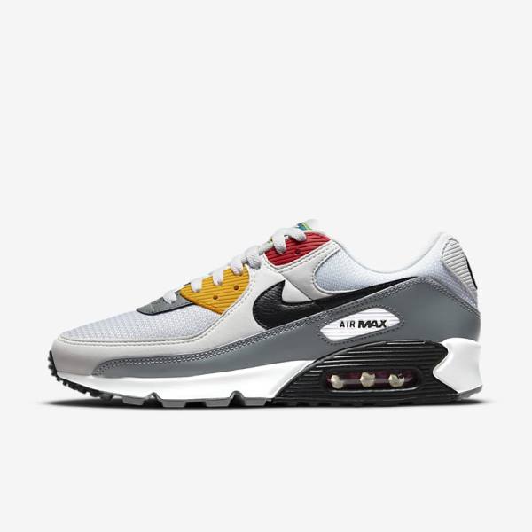 Nike Air Max 90 Premium Sneakers Herren Weiß Grau Schwarz | NK962EFY