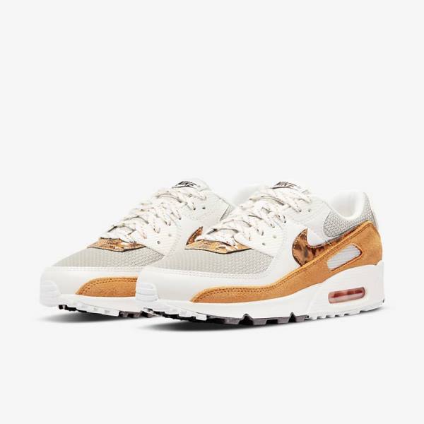 Nike Air Max 90 Sneakers Damen Braun Hellbeige Gelb | NK409AJV