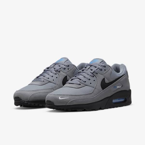 Nike Air Max 90 Sneakers Herren Grau Hellblau Metal Silber Schwarz | NK185CAG