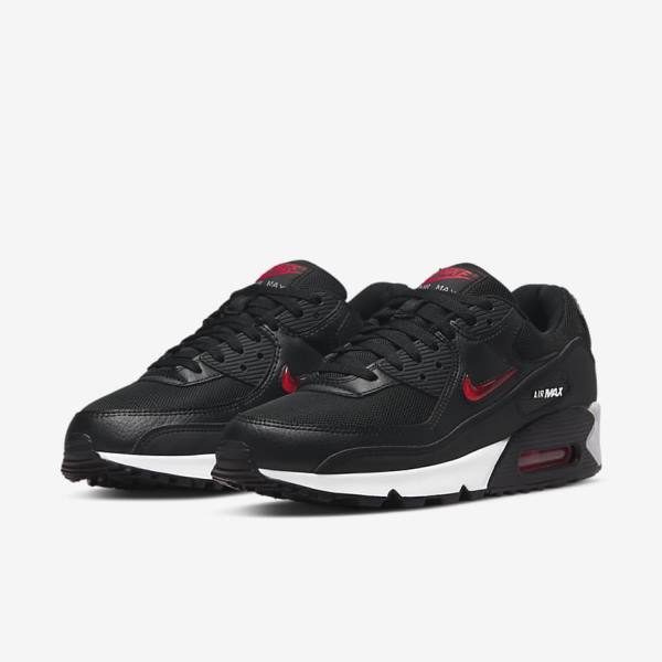 Nike Air Max 90 Sneakers Herren Schwarz Weiß Rot | NK653PZB