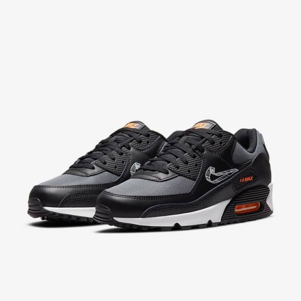 Nike Air Max 90 Sneakers Herren Schwarz Orange Grau Weiß | NK690OIR