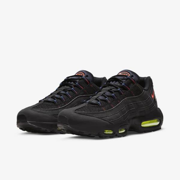 Nike Air Max 95 Sneakers Herren Schwarz Blau Hellrot | NK728ZKP