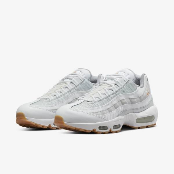 Nike Air Max 95 Sneakers Herren Weiß Platin Grau Gelb | NK475FHP