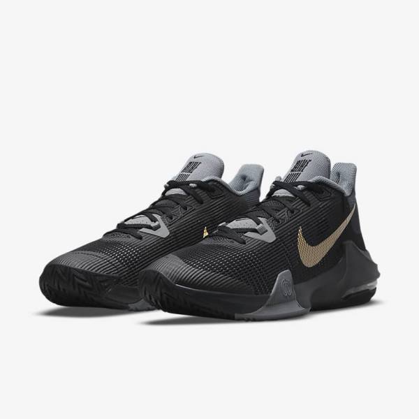 Nike Air Max Impact 3 Basketballschuhe Damen Schwarz Grau Dunkelgrau Metal Gold | NK510RJY