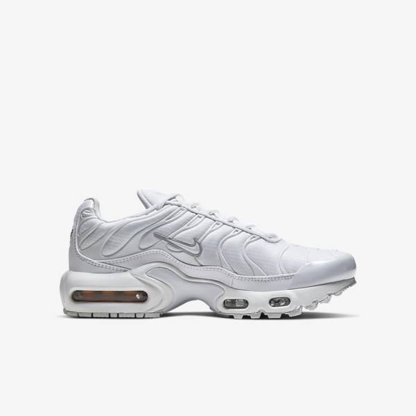 Nike Air Max Plus Older Sneakers Kinder Weiß Metal Silber Weiß | NK741HBR