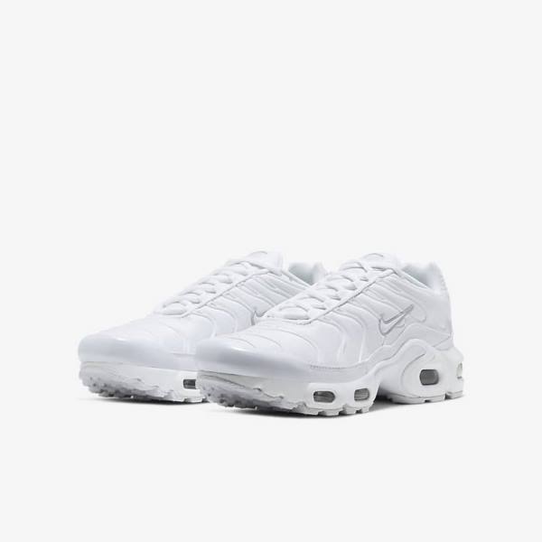 Nike Air Max Plus Older Sneakers Kinder Weiß Metal Silber Weiß | NK741HBR