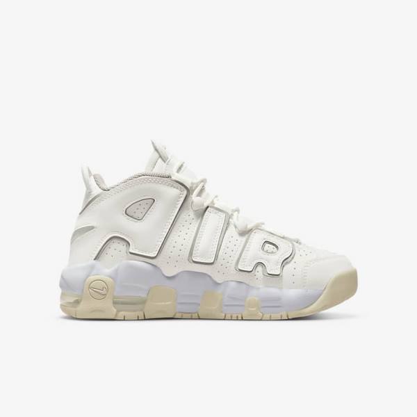 Nike Air More Uptempo Older Basketballschuhe Kinder Weiß Braun Hell | NK927VOU