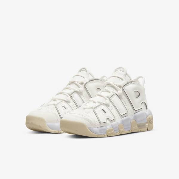 Nike Air More Uptempo Older Basketballschuhe Kinder Weiß Braun Hell | NK927VOU