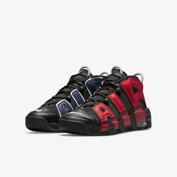 Nike Air More Uptempo Older Sneakers Kinder Schwarz Navy Weiß Rot | NK289KTA