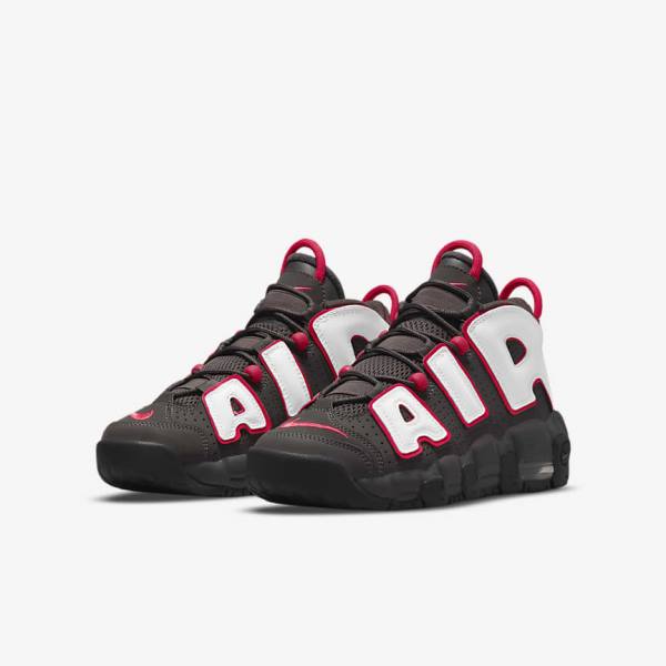 Nike Air More Uptempo Older Sneakers Kinder Grau Schwarz Rot Weiß | NK804VDF