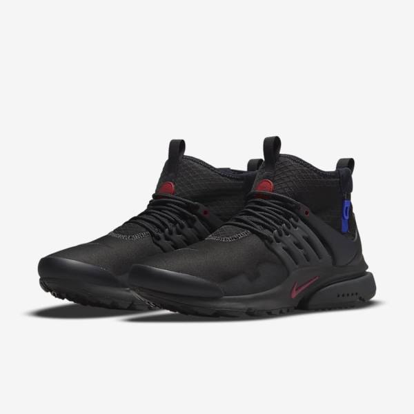 Nike Air Presto Mid Utility Sneakers Herren Schwarz Dunkelgrau Blau Rot | NK457ETN