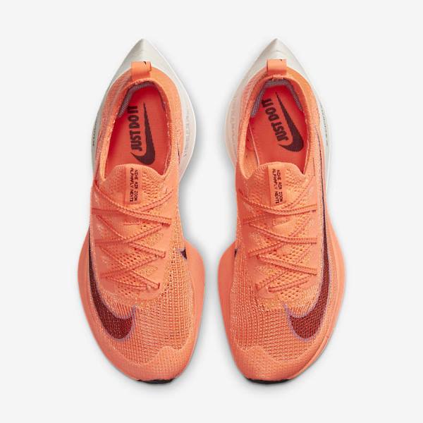 Nike Air Zoom Alphafly NEXT% Flyknit Straßen Rennfahrer Laufschuhe Damen Hellmango Metal Rot Braun Schwarz | NK413XCV