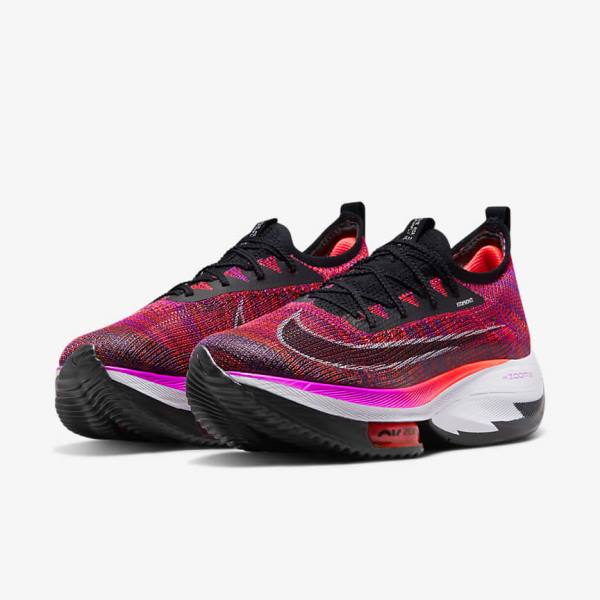 Nike Air Zoom Alphafly NEXT% Flyknit Straßen Rennfahrer Laufschuhe Damen Lila Rot Schwarz Schwarz | NK937BVO