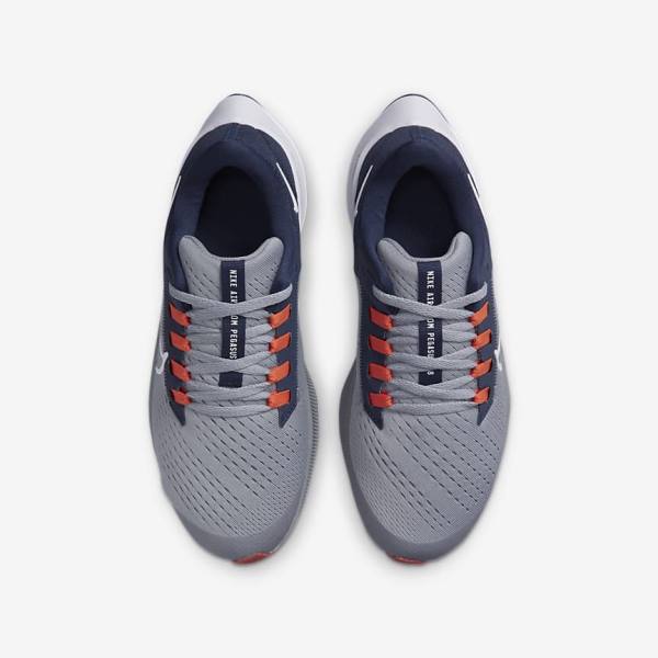 Nike Air Zoom Pegasus 38 Older Straßen Laufschuhe Kinder Grau Navy Orange Weiß | NK792BUD