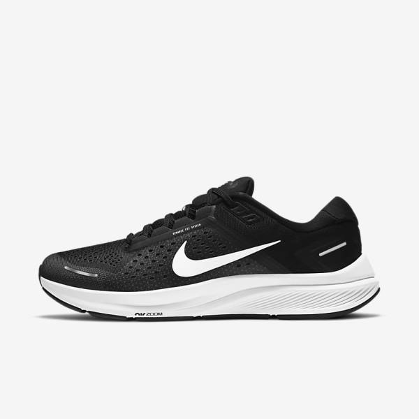 Nike Air Zoom Structure 23 Straßen Laufschuhe Herren Schwarz Dunkelgrau Weiß | NK417AIN